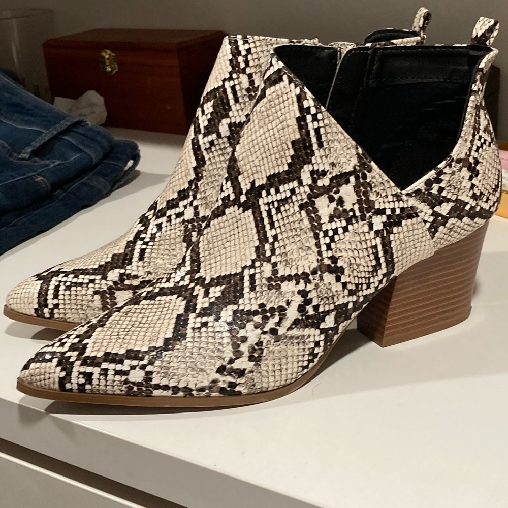 Snake Print Ankle Boots - NEW